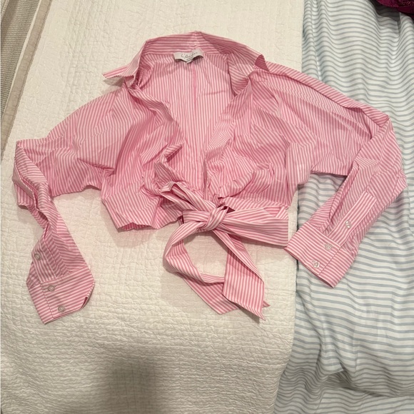 L’académie pink and white striped poplin top - Picture 5 of 10